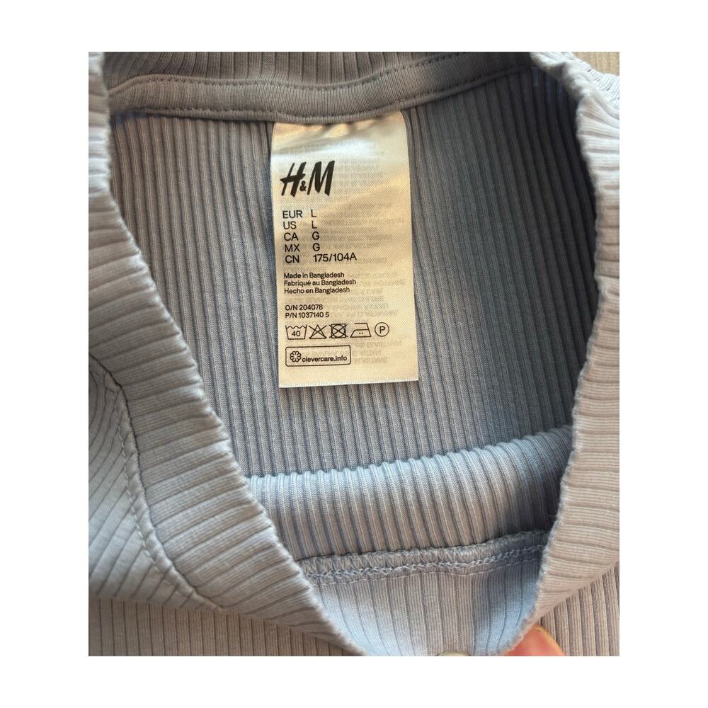 H&M BABY BLUE RIBBED MATCHING SET T-SHIRT JOGGERS CO-ORD SIZE LARGE - Picture 6 of 8